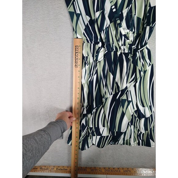 Banana Republic Wrap Dress Women's Large Short Sleeve Surplice Front Blue GReen - Picture 5 of 11